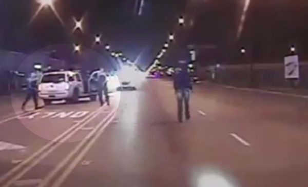 A screenshot of the video recording of the police encounter with Laquan McDonald, which ended up with the shooting death of McDonald.